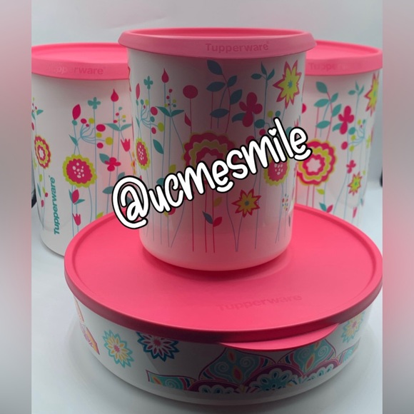 Tupperware Flower Design One Touch Canister Set - Picture 1 of 8